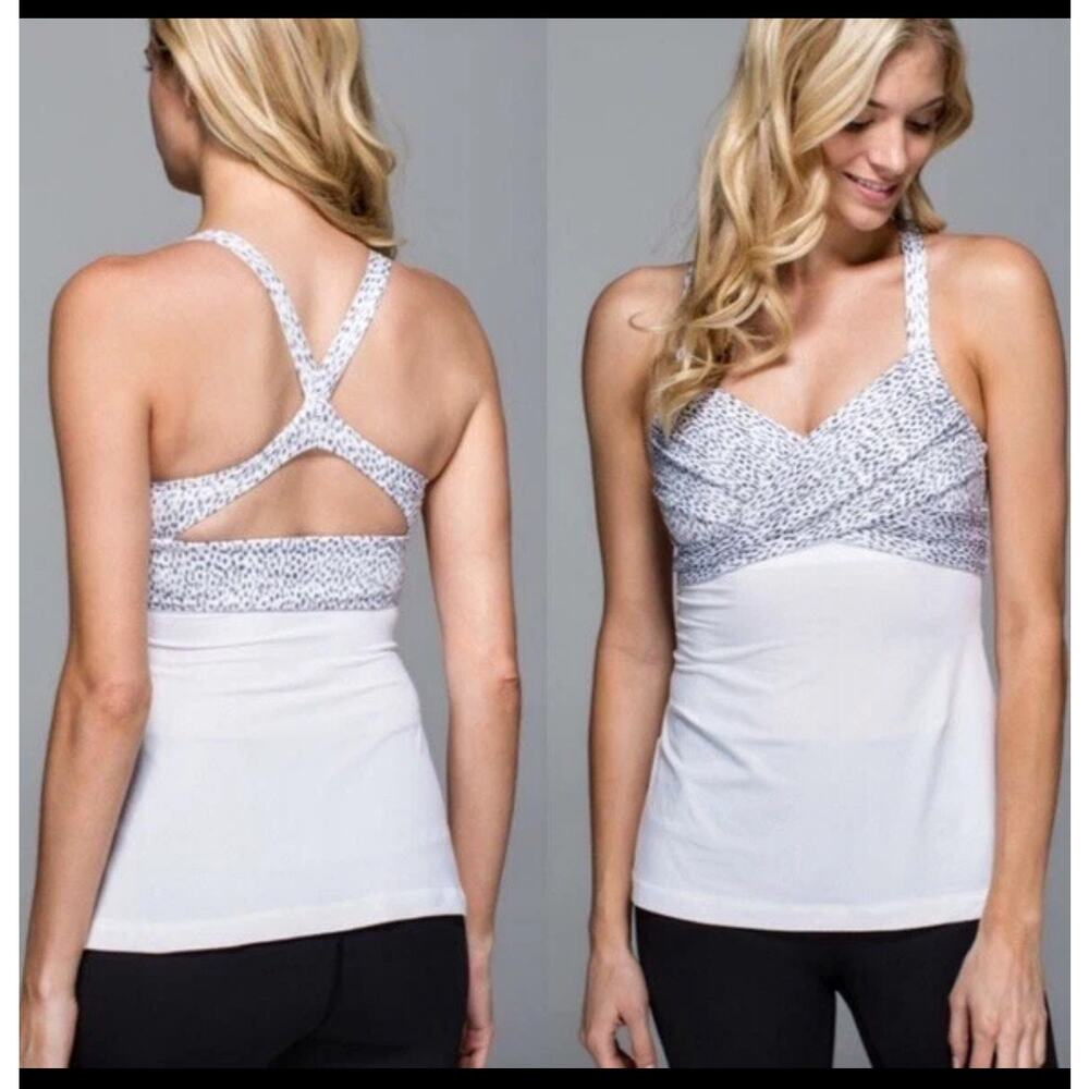 Lululemon 6 Wrap It Up Dottie Dash Racer Back Tank Top Animal Print